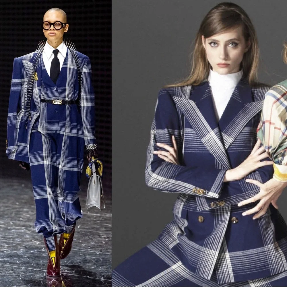 Gucci Nacy Plaid Print Blazer Jacket 2019 Runway Collection Size Large NWT - Picture 1 of 8